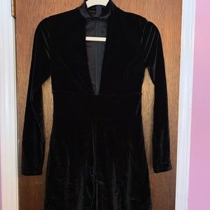 Express Black Velvet Long Sleeve Romper
